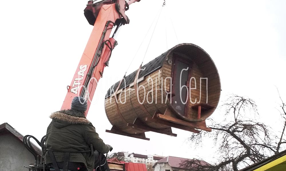 Монтаж бани бочки