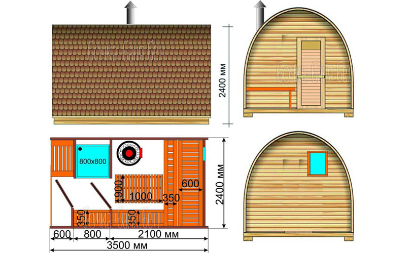 Арочная баня 3,5x2,4 м, деревня Ананичи